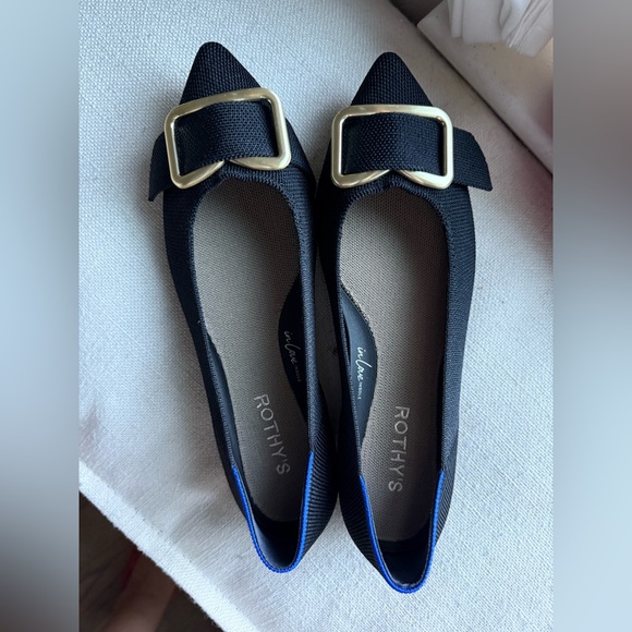 Rothy's Black Flats with Gold Accent - Picture 1 of 5